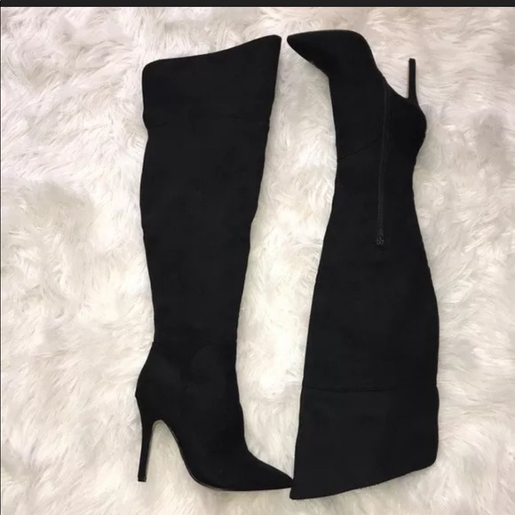 Rock & Republic Shoes - Over the knee black suede heeled boots